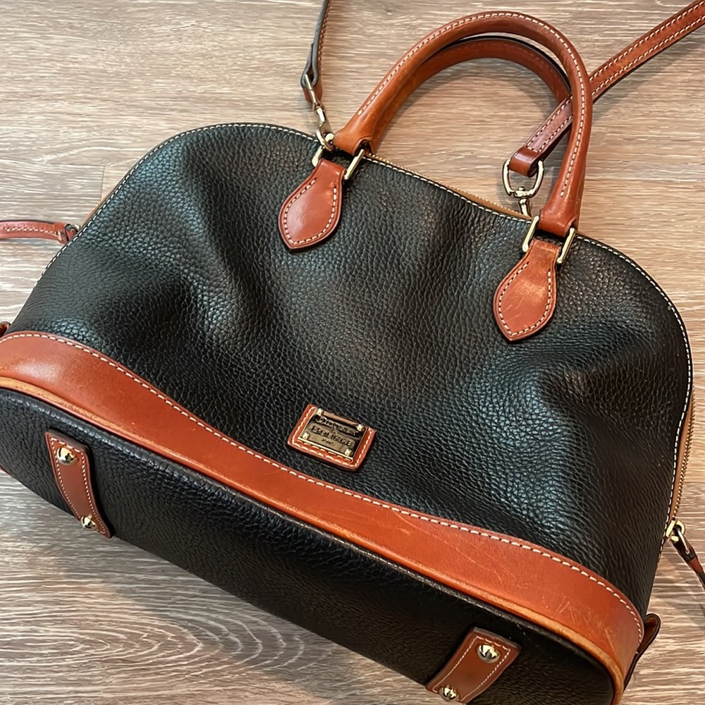 Dooney & Bourke Vintage Style Two Toned Bag in Brown & Black Leather